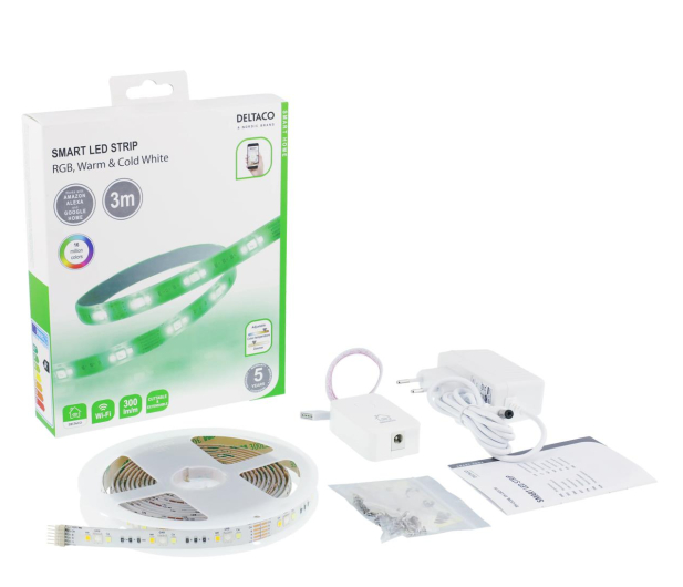 Deltaco SMART HOME LED strip, RGB,  3m, 3M tape, dimmable, 6-pin - 1308499 - zdjęcie 2